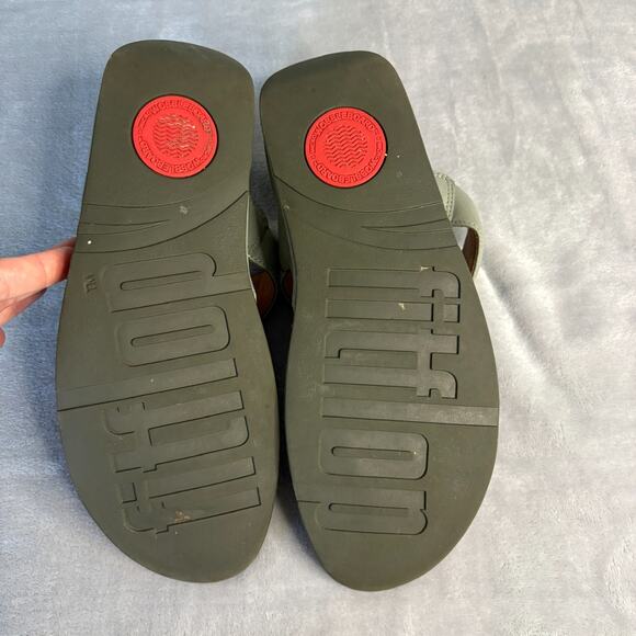 Fitflop Lulu Shimmer Suede Sandals Women's 9 Green Comfort Summer Flip Flops‎ - Picture 5 of 5